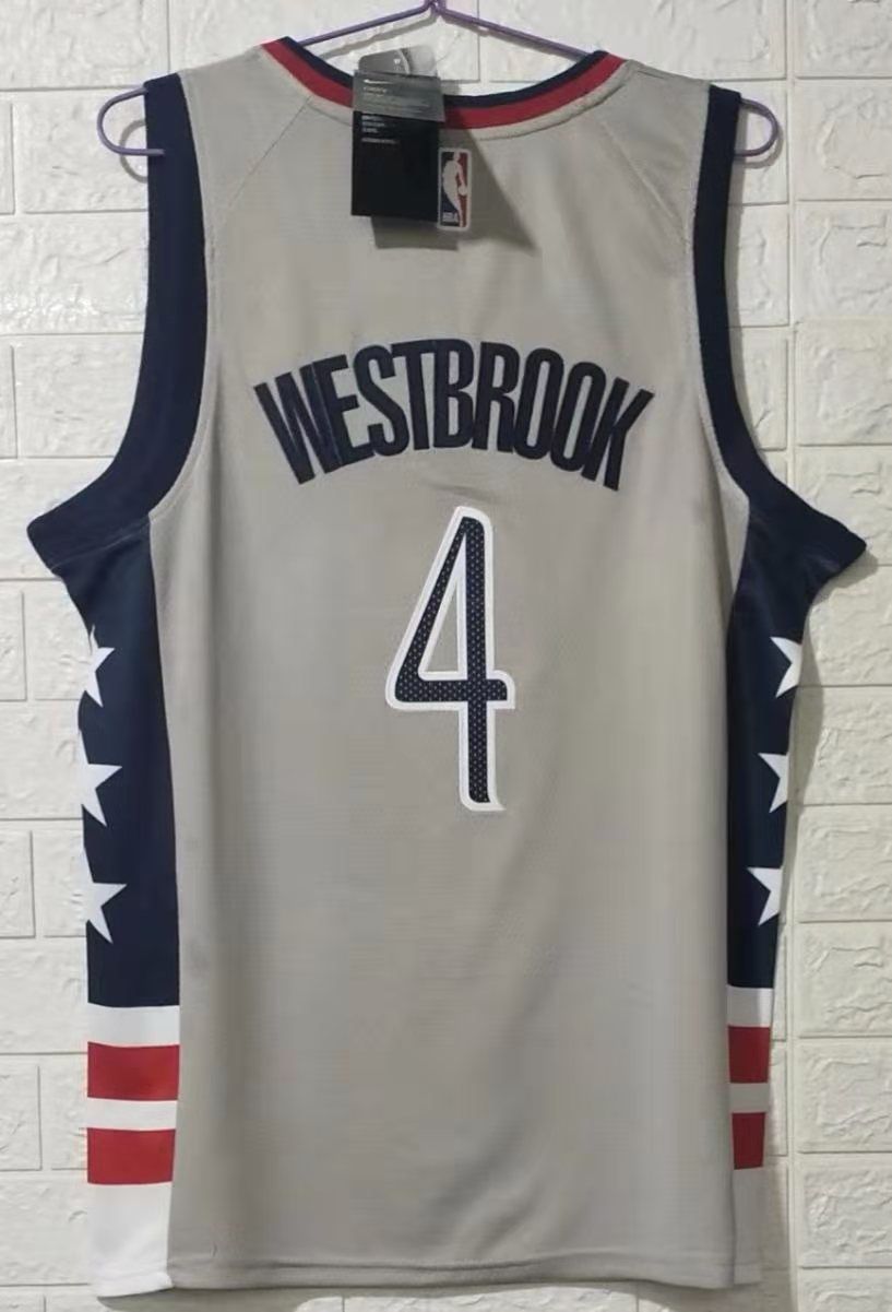 Cheap Men Washington Wizards 4 Westbrook gray city edition 2020 NBA jersey